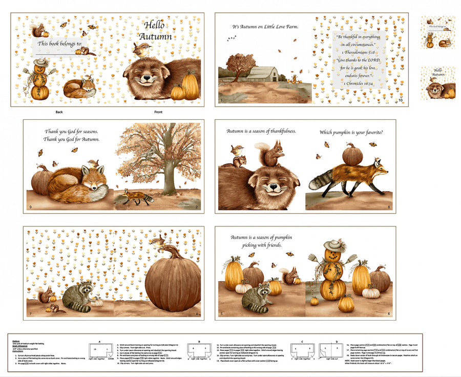 Cloth Book Panel Hello Autumn 1415P 33 Henry Glass