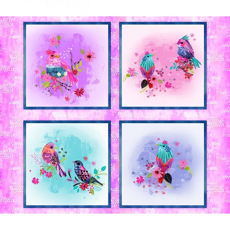 Multi Bright Birds 14987 Multi Digital Panel, 3 Wishes Fabric