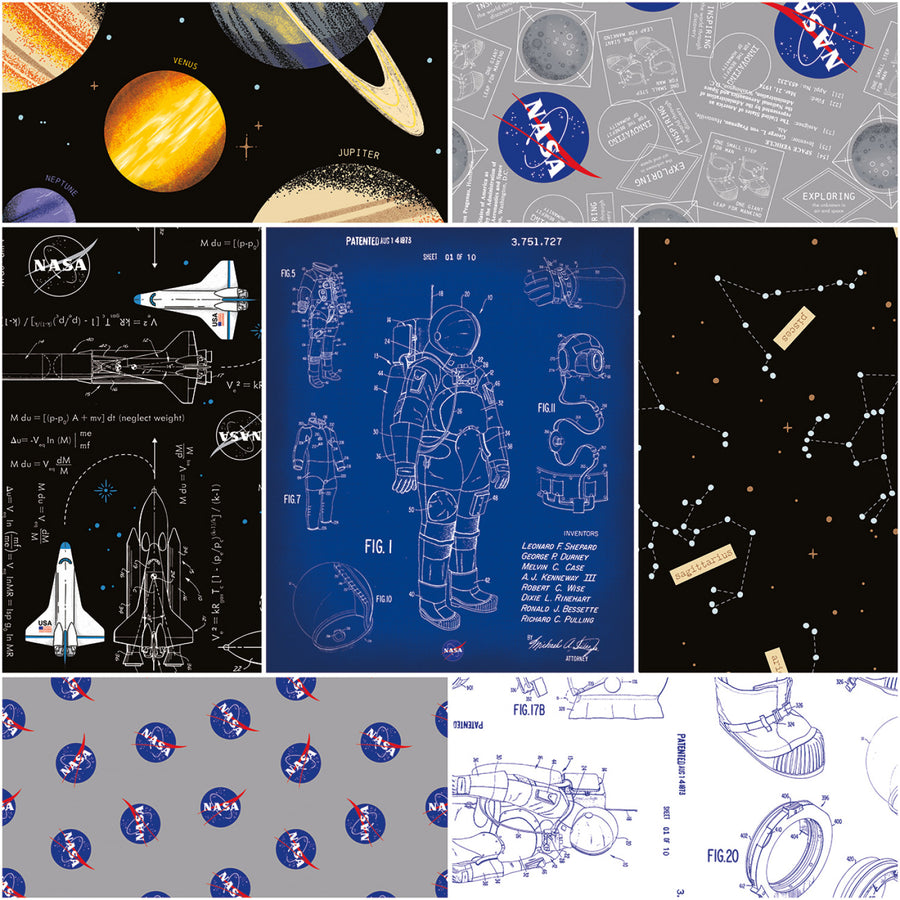 Outer Space by NASA Black Collection 7 x 1 Yard Bundle Riley Blake