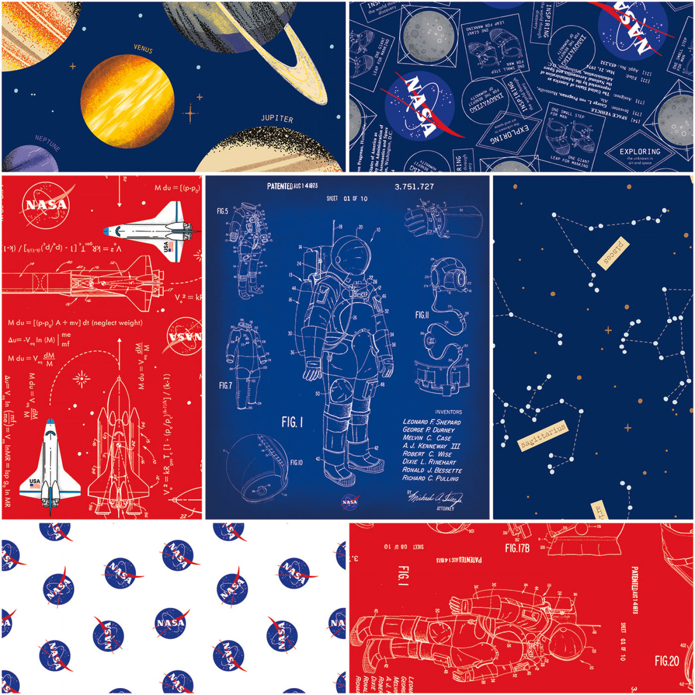 Outer Space by NASA Navy Collection 7 x 1 Yard Bundle Riley Blake