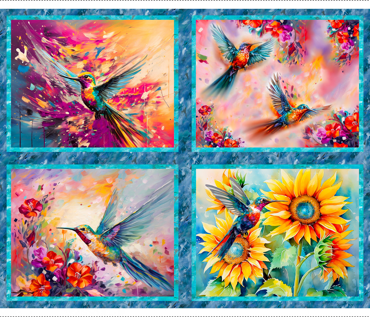 Hummingbird Bouquet 22962 36 inch Digital Panel 3 Wishes
