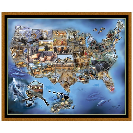 United States Animal Map Panel 26934 X, Quilting Treasures