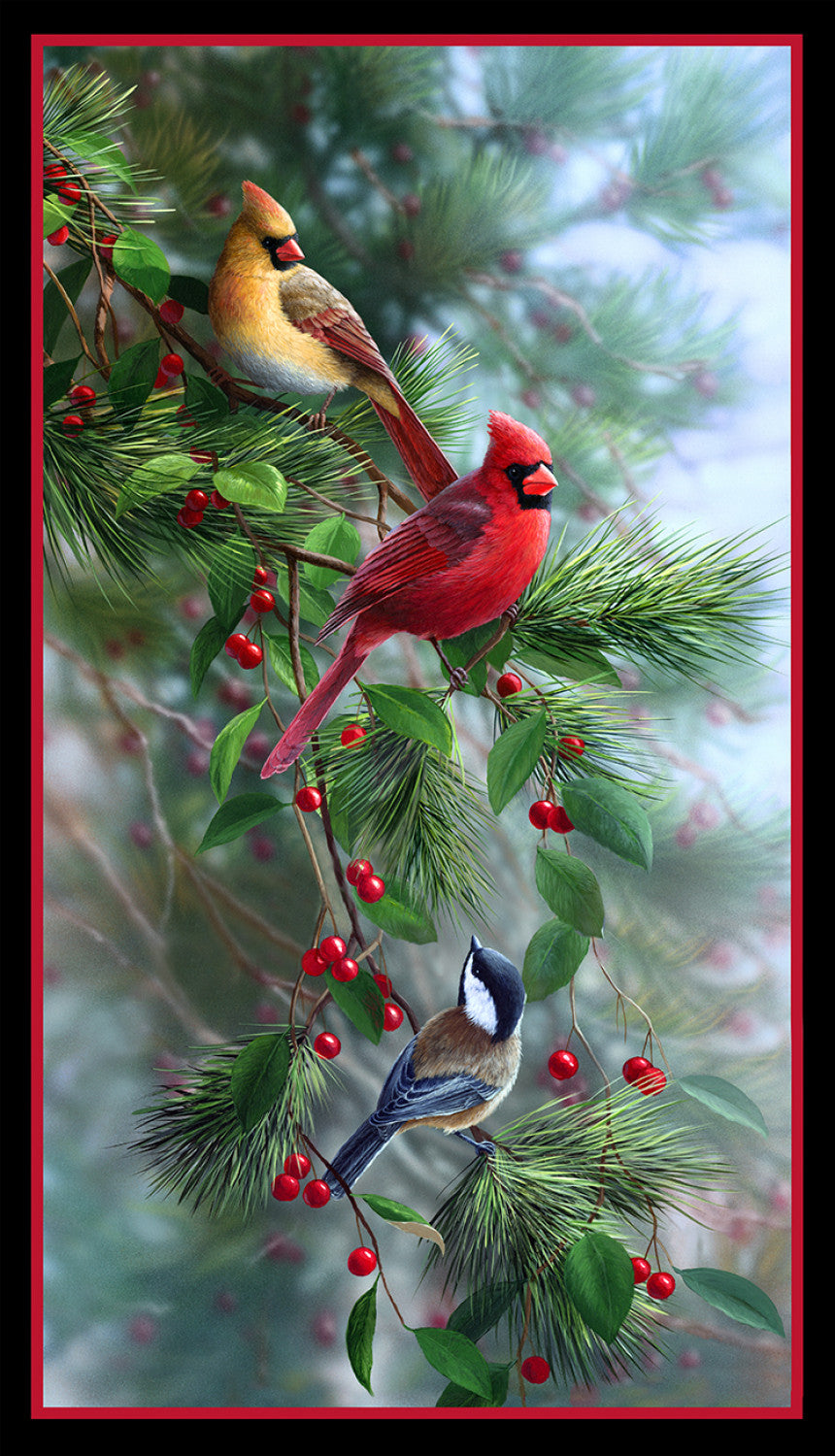Birds and Berries 40003 Black Digital Panel Elizabeths Studio