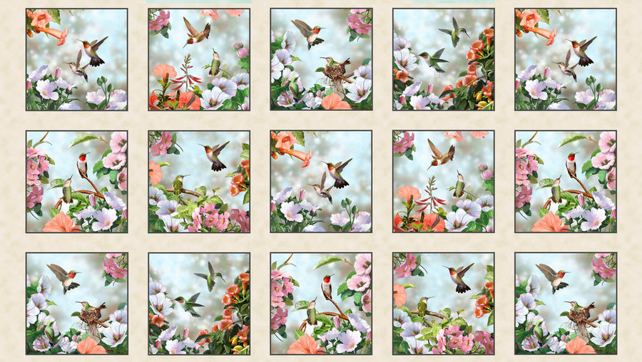 Dating Game Hummingbirds Blocks 40006 Cream Elizabeths Studio