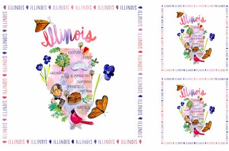 State Cotton Digital Panel Illinois 51214P X, Windham Fabrics