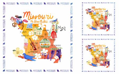 State Cotton Digital Panel Missouri 51662P X, Windham Fabrics