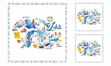 State Cotton Digital Panel The Great Lakes 51768P X, Windham Fabrics