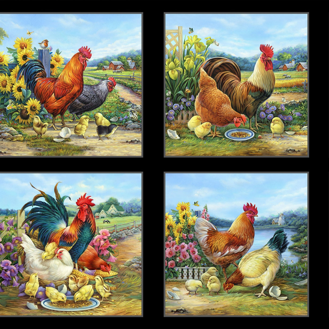 Joyful Countryside 9406 Black Block Panel Elizabeths Studio