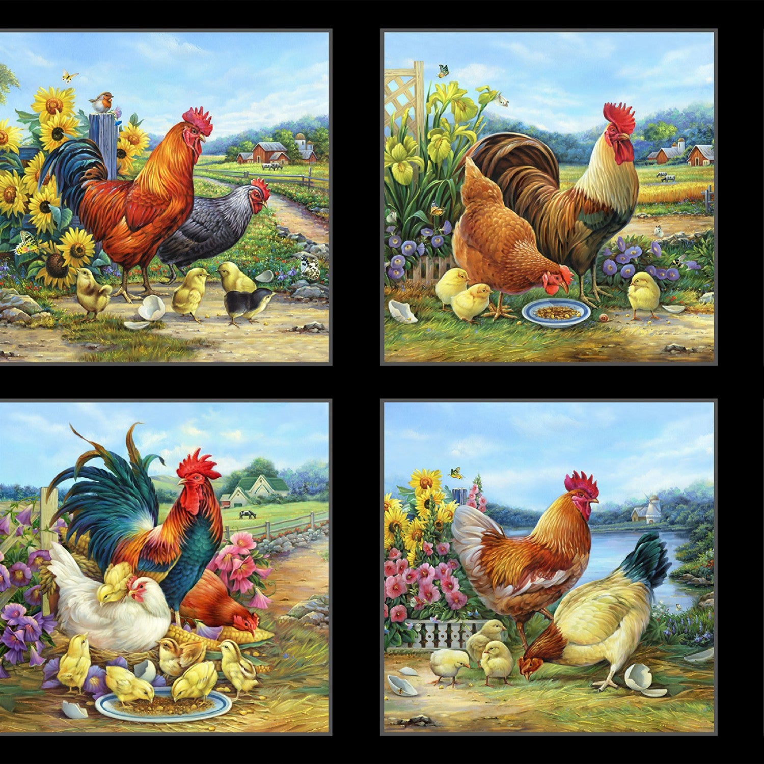 Joyful Countryside 9406 Black Block Panel Elizabeths Studio