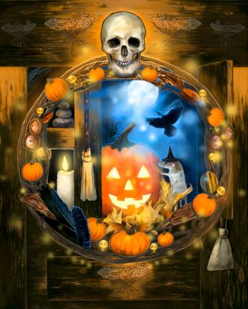Halloween Cabinet AL40590C1 Digital 36 Inch Panel, David Textiles