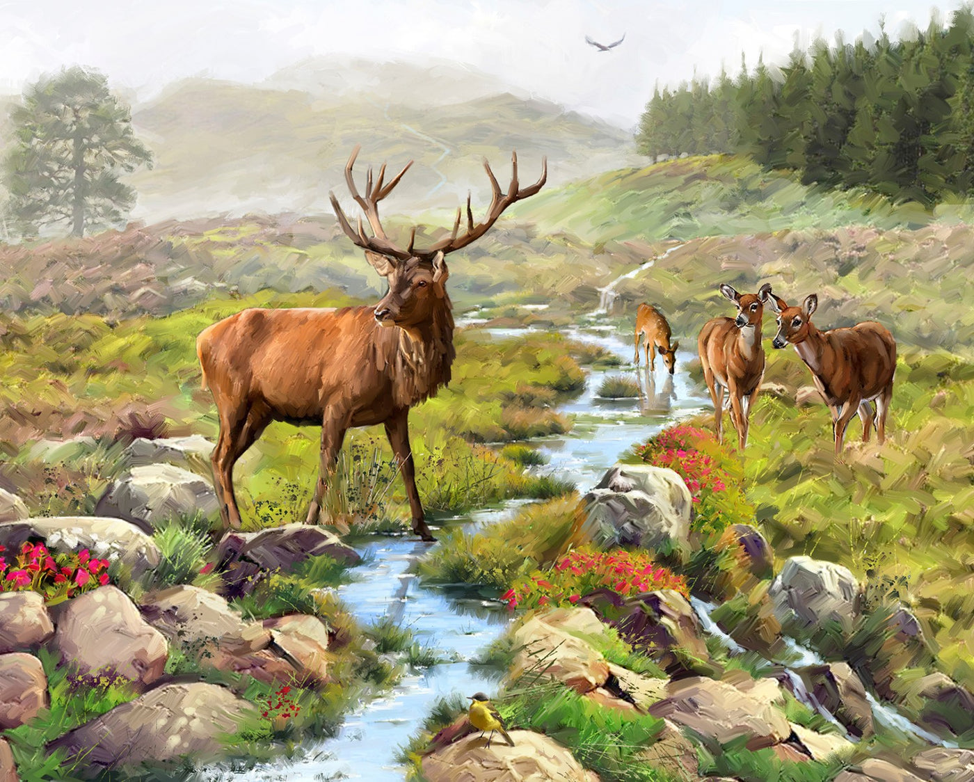 Stag and Deer AL40861C1 Digital Panel David Textiles