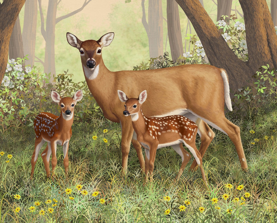Deer and Twins AL43501C1 36 Inch Digital Panel David Textiles