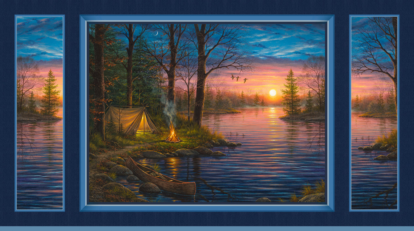 Autumn Retreat Camping at the Lake 5581 PA Digital Panel P and B Textiles