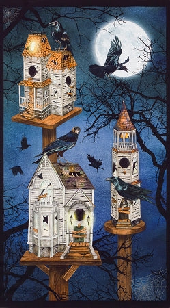 Spooky Raven Moon House 24 Digital Panel 18483 282, Kaufman