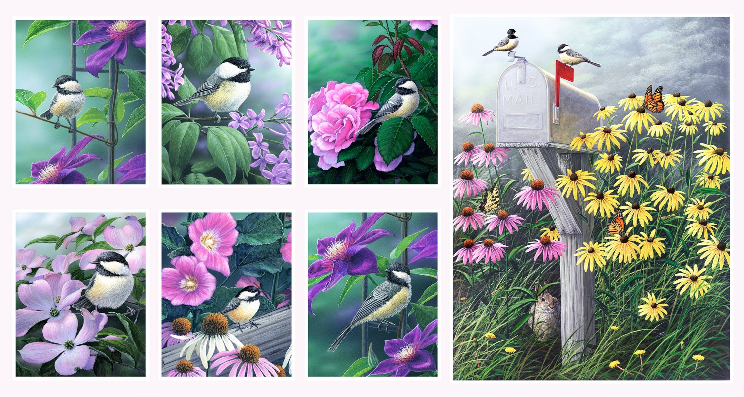 Chickadee Songbirds Digital 4493 PA Songs Panel P and B Textiles