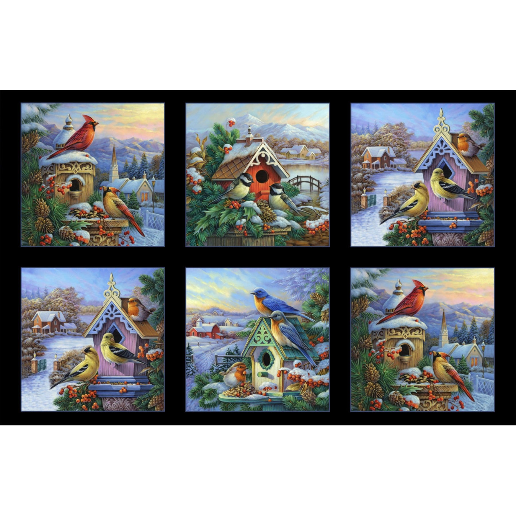 Winter Song 9409 Black Bird Panel Elizabeths Studio