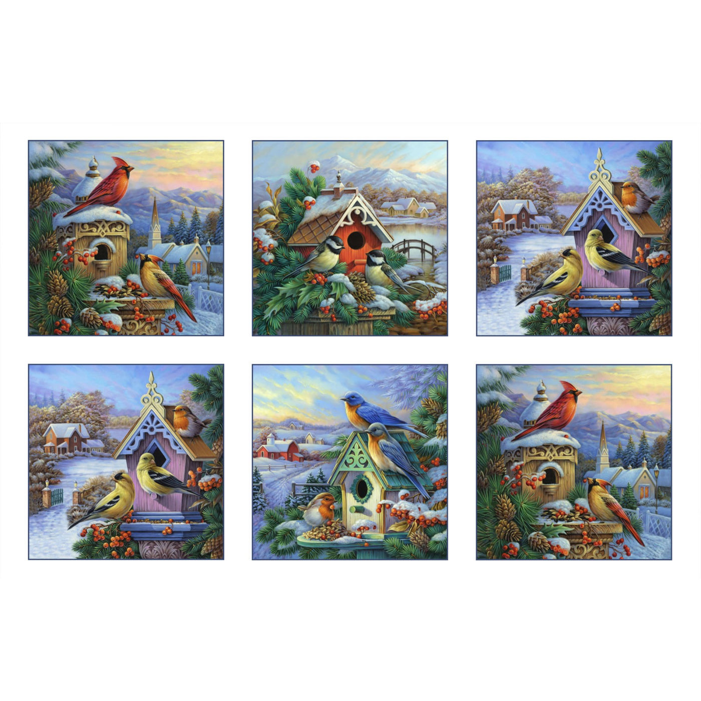 Winter Song 9409 White Bird Panel Elizabeths Studio