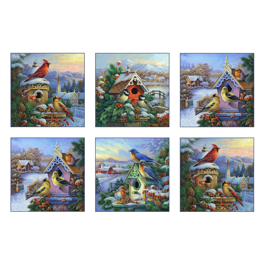 Winter Song 9409 White Bird Panel Elizabeths Studio