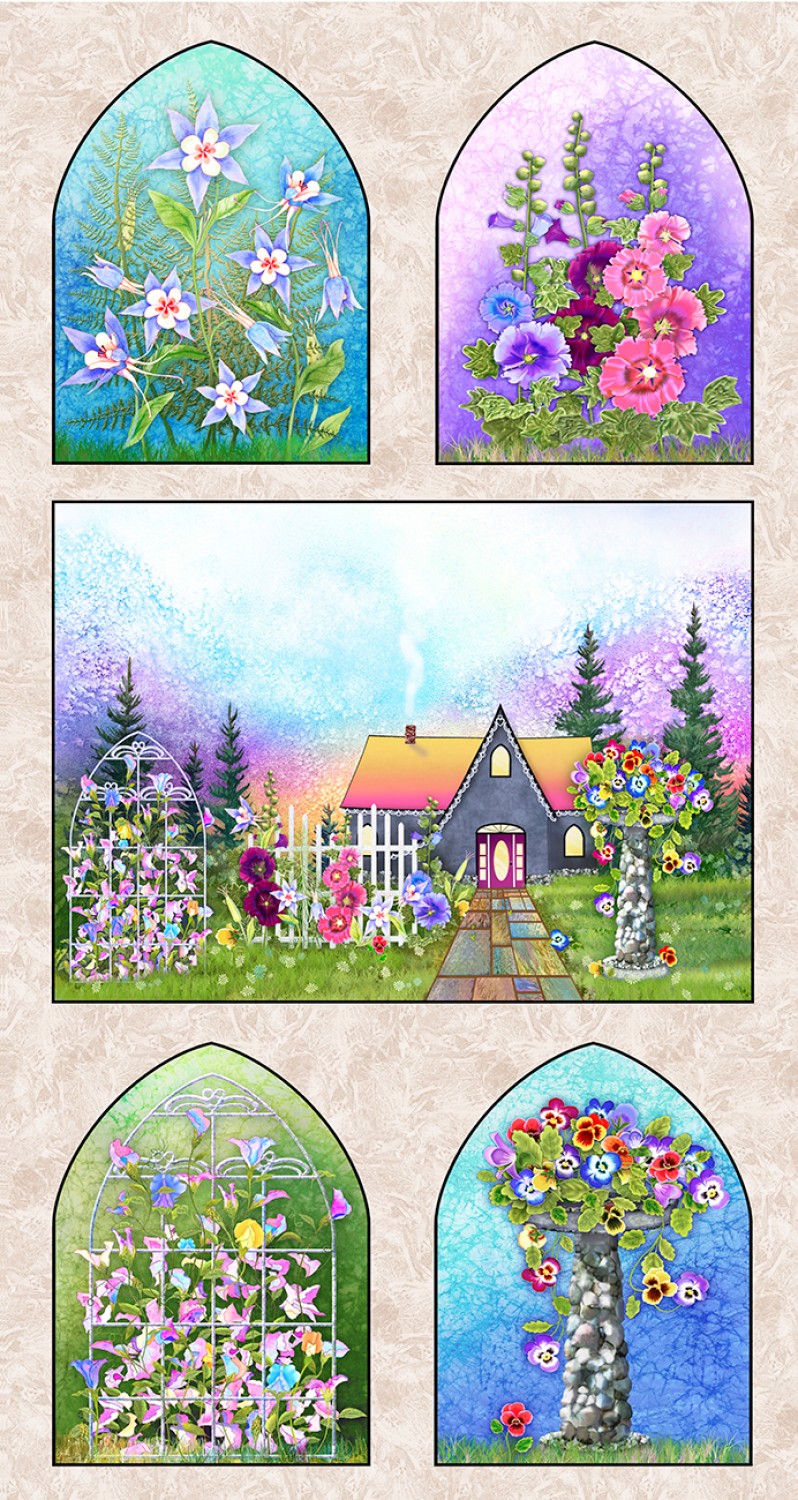 Garden Delight Digital 4487 PA Panel Floral Church P and B Textiles