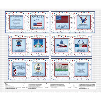Patriotic Book Panel 942P 11 Blue 36 x 44 Inch Henry Glass