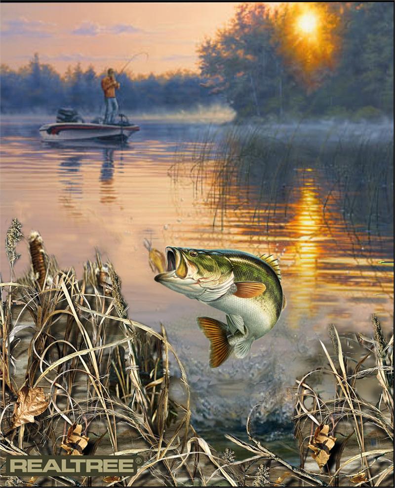 Bass Fishing 36 x 44 Inch Panel Realtree