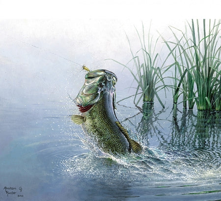 Fish and Fowl 8721 Bluewater Bass Digital Panel, Riley Blake
