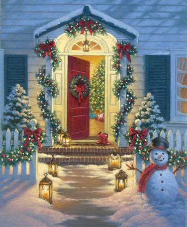 Christmas Classic Digital Panel P9542 Porch, Riley Blake