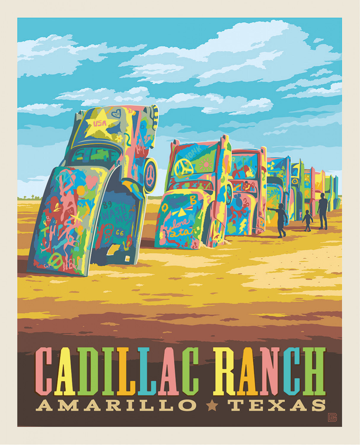 Route 66 Digital Panel DP15016 36 x 44 Cadillac Ranch Riley Blake