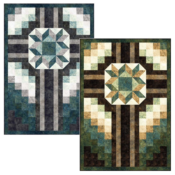 Northcott Stonehenge Gradations Old Rugged Cross Throw Quilt Kit Blue Planet