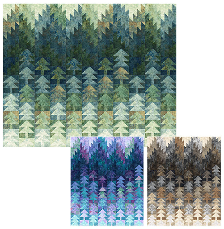 New Stonehenge Misted Pines 2 Winter Brown Queen Quilt Kit Northcott