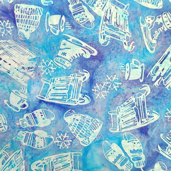 AMNSH 2025 SH185 540 Tossed Sleds Blue Azure Island Batik