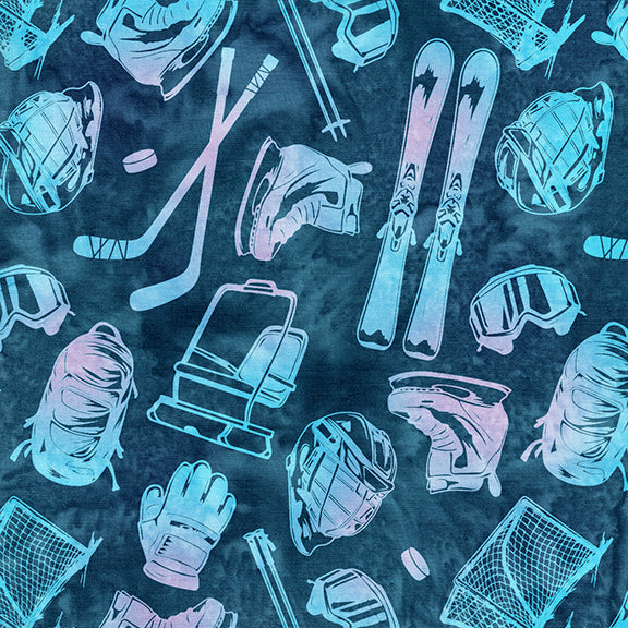 AMNSH 2025 SH187 585 Tossed Skating Blue Navy Island Batik
