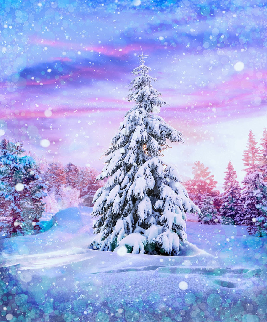 Winter Bliss U5032 286 Sugarplum Snow Tree Digital Panel Hoffman