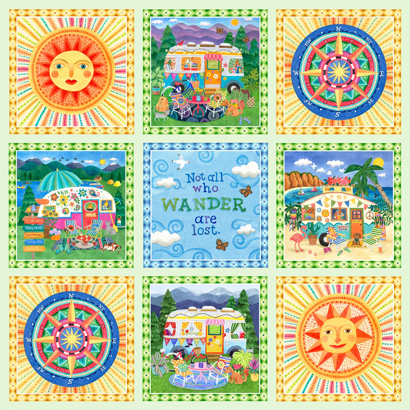 Wanderlust 4613 PA Wandering Square Panel P and B Textiles