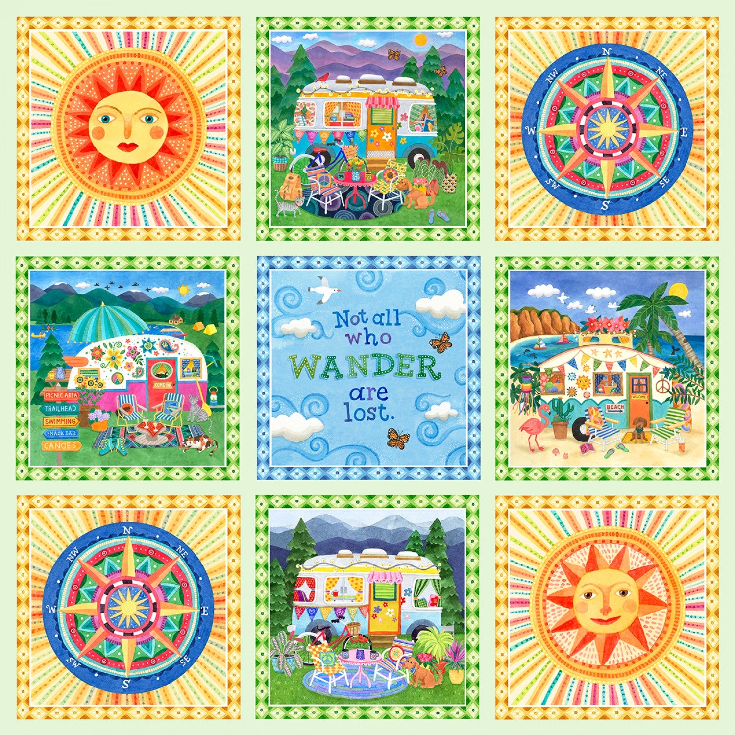 Wanderlust 4613 PA Wandering Square Panel P and B Textiles